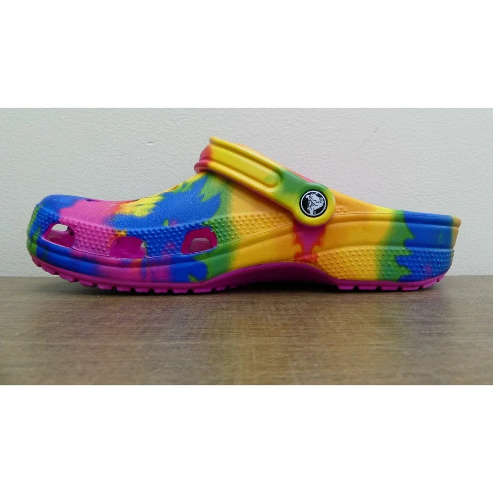 Crocs Classic Clog Mens 9 Multi Excellent Tie Dye Graphic Slip On 205453-90H